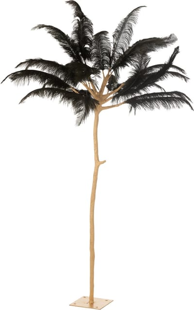 J-Line decoratie boom pluimen - metaal - goud/zwart - large