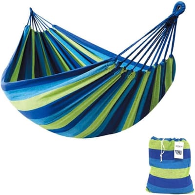 Katoenen Hangmat - Ontspanningsplek - Buiten Ontspannen - Inclusief Draagtas - 150 x 180cm - Multicolor
