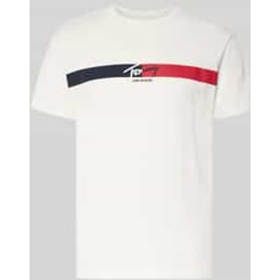 Tommy Hilfiger Tjm Regular Signature T-shirt Ecru Taglia: L | Magliette basic Outlet | Uomo | Marrone