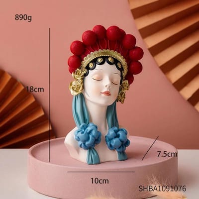 Décoration intérieure style chinois opéra de Pékin belle fille figurine esthétique bureau table armoire ornement résine fille statue brown