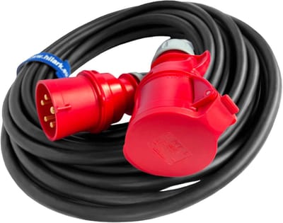 Robuuste rubberen verlengkabel 5 meter 2,5mm² voor bouw en industrie (Zwart)