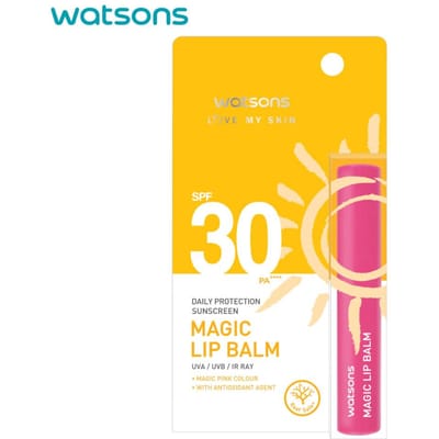 Watsons Love My Skin Daily Protection Zonnebrandcrème Magische lippenbalsem SPF30 PA++++, UVA / UVB / Blauwlicht / IR-straal, 1,7 g. 1.7 g. beige