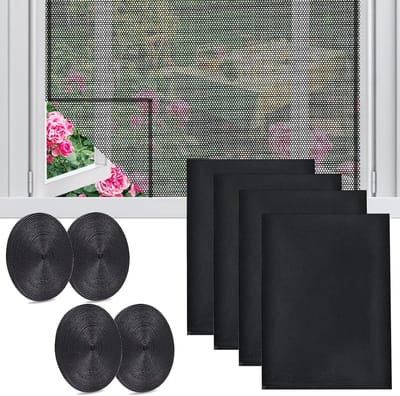 Set van 4 Zelfklevende Vliegenhorren voor Raam 130 cm x 150 cm - Muggennet, Op maat te knippen, Ideaal voor Bescherming tegen Insecten