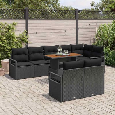 vidaXL - Tuinbank - Set - 9 - st - 8-Aantal - zitplaatsen - Zwart - en - Bruin