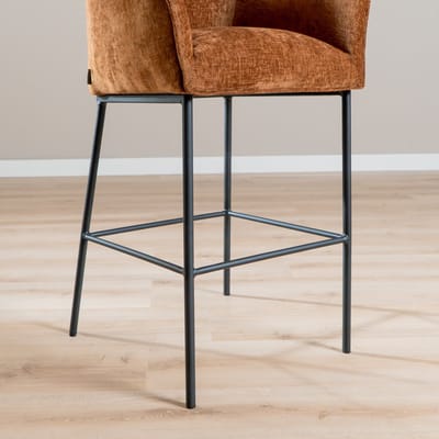 Bronx71® Barkruk Nubo chenille koper 85 cm - barstoel