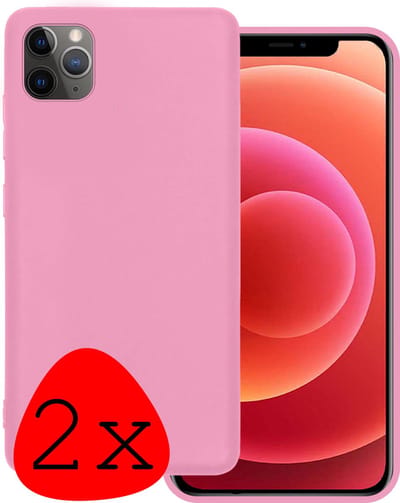 Hoesje 2 Stuks - Geschikt voor Apple iPhone 11 Pro - Sterk & Shockproof - Case Siliconen - Back Cover - Telefoon Hoes - Lichtroze