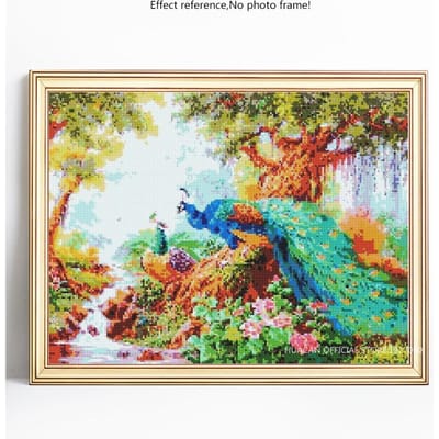 5D DIY diamant schilderij dier pauw volledige ronde borduurwerk verkoop strass foto 20X30 beige