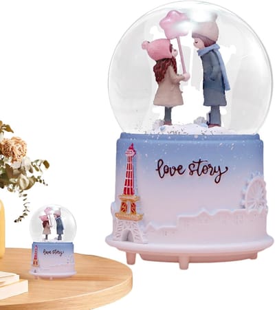 Muziek Sneeuwbol - Decoratieve Globe - Romantische Decoratie - Met LED Verlichting - 8.5 x 13.5 cm - Transparant