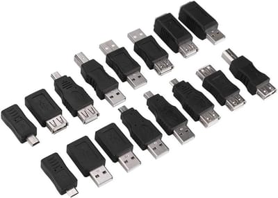 Set van 16 Multifunctionele Micro USB Adapters, Geschikt voor PC en Elektronische Apparaten, USB Plug naar Micro USB Connector, Ideaal voor Opladen en Gegevensoverdracht