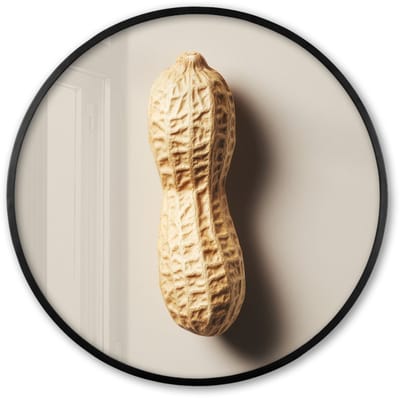 Poster in lijst Rond - Fotolijst 60x60 cm - Posters - Pinda - Ruw - Beige - Ronde posterlijst zwart - Decoratie - Wanddecoratie woonkamer - Muurdecoratie slaapkamer