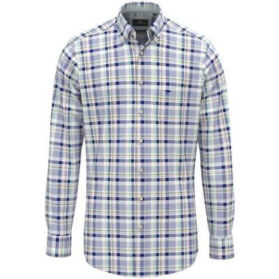 Fynch-Hatton Overhemd Premium Washed Oxford Multi Check Mint-Blue / male