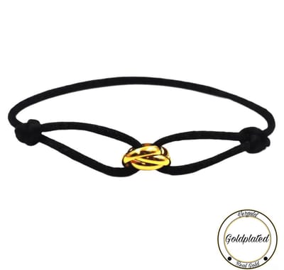 Soraro 3-in-1 ring Armband | Zwart | Goldplated | Soraro Armbanden | Cadeau voor haar | Verjaardag Vrouw |