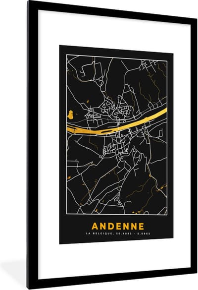 Fotolijst incl. Poster - Kaart - Gold - Ardenne - Plattegrond - Stadskaart - 60x90 cm - Posterlijst
