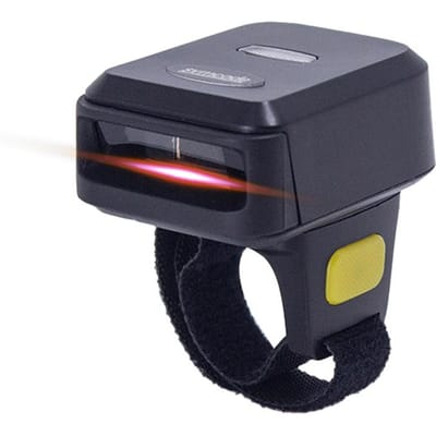 Barcodescanner Draagbaar Vinger Handheld Draagbare Ring 1D 2D Barcodelezer BT+2.4G Draadloos 2D barcode zwart