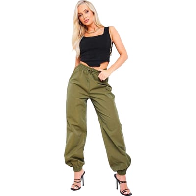 Missy Empire Cargo-broek met verstelbare tailleband voor dames (Kaki Groen)