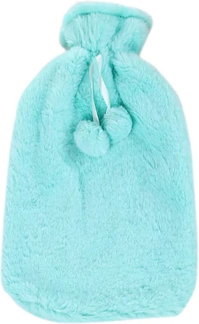 Kruik met Faux Fur Hoes - Baby Blauw - Tot 6 uur Warmte - Heerlijk Zacht - Warmwaterkruik - 1,7 liter - Cadeau voor Vrouw & Man - Pluche