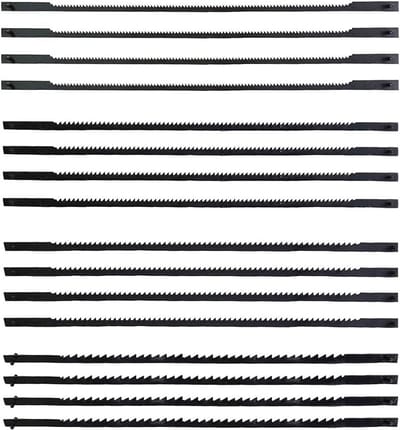 16 stuks figuurzaagbladen, diverse tanden, decoupeerzaagblad met pen, 130 mm, voor hout, kunststof en metalen zagen