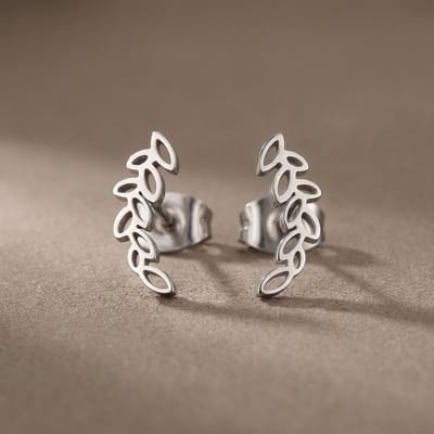 Lundholm Astri Oorknopjes Dames Zilverkleurig Oorbellen – Premium Stainless Steel Jewellery – Blad Oorknopjes – Bruiloft Oorbellen Bruids Sieraden – 1.2 cm – my Scandinavisch Design