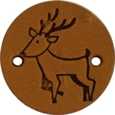 Durable Leren Rond Label met Hert/Rendier – 2 cm – Set van 2 Stuks