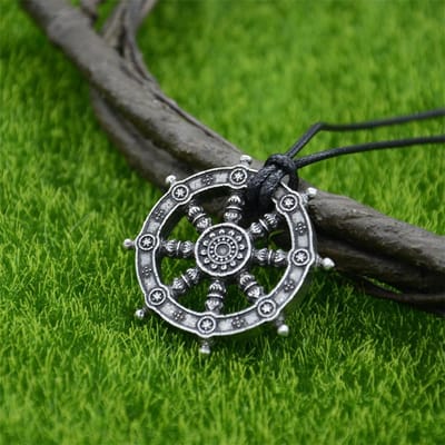 Nostalgie Wiel van het Leven Samsara Boeddhistische Talisman En Amulet Vintage Hanger Boeddha Ketting Dharma Religieuze Indiase Sieraden Antique Silver Pla