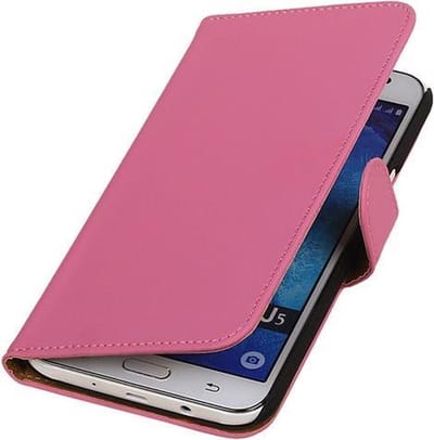 Samsung Galaxy J5 2015 Effen Booktype Wallet Hoesje Roze - Cover Case Hoes