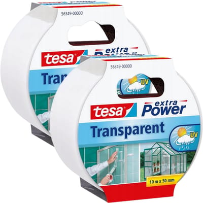 Tesa Extra Power Serie - Transparante Reparatietape - 10mx50mm - Binnenshuis en Buitenshuis - UV en Waterbestendig