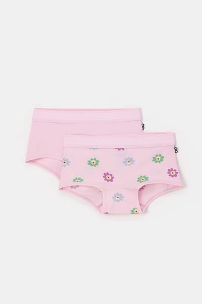 Woody duopack boxershort meisjes - lichtroze/bloemetjes all-overprint - 251-10-SHD-Z/035 - maat 92