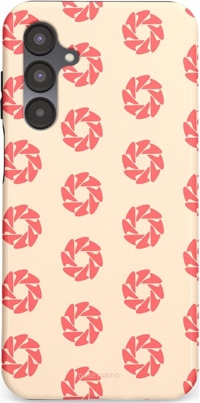 Casetastic hoesje geschikt voor Samsung Galaxy A16 - Dubbellaagse bescherming - Peach Bloem Cirkels - Fashion Case - Crème Koraal Perzik