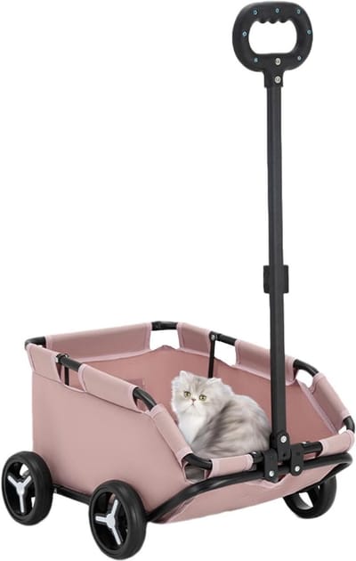 Hondenbuggy - Dierenwagen Kattenbuggy - Reizen met Huisdier - Inklapbaar Ontwerp - Max 7 kg - Geel