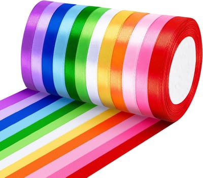 Cadeaulint satijnen lint - 12 kleuren - 10 mm x 22 m - stoffen lint - cadeaulint naaien - ballonnen bruiloft - geschenkverpakking - boeket doe-het-zelf - handwerk