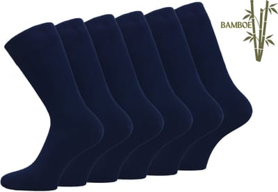 6 paar SQOTTON® Bamboe sokken - Naadloos - Heren & Dames - Marineblauw - Maat 35-38