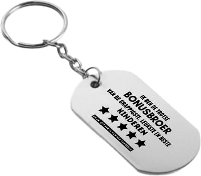 Akyol - ik ben de trotse bonusbroer van de grappigste en leukste en beste kinderen sleutelhanger - Broer - familie - cadeau - 54 x 29mm