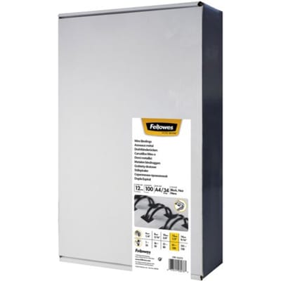 Draadrug fellowes 12mm 34-rings a4 zwart 100 stuks