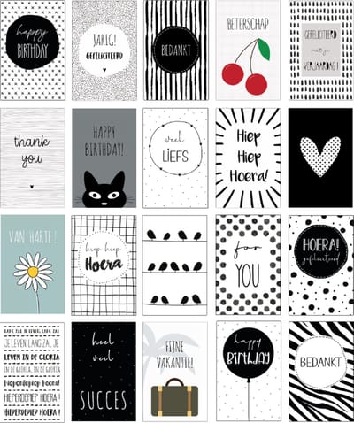 20x minikaartjes / kleine kaartjes / cadeaulabels | CADEAU MIX | o.a. verjaardag + bedankt + liefs