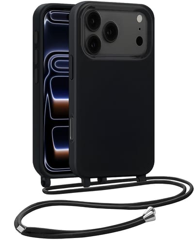 Hoesje Geschikt voor iPhone 17 Pro / 18 Pro Hoesje Siliconen Case Met Koord - Hoes Geschikt voor iPhone 17 Pro / 18 Pro Hoesje Backcover Met Telefoonkoord - Telefoonhoes - Zwart