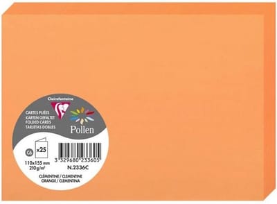 Set van 25 Gevouwen Kaarten Clementine 210g Dik Papier Geschikt voor Printers