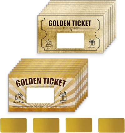 120x Blanco Gouden Kraskaarten voor Cadeaubonnen, Tombola & Feestactiviteiten