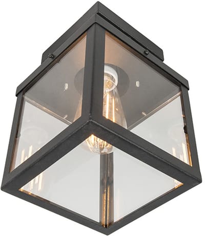QAZQA rotterdam - Moderne Plafondlamp voor buiten - 1 lichts - L 160 mm - Zwart - Buitenverlichting