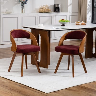 MIVRAY Eetkamerstoel 44 x 41 x 72 cm - 360 Graden Draaibaar En Ergonomisch - Voor Eetkamer En Café - Linnen - Wijnrood