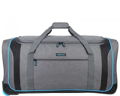Decent FLEXPLUS Reistas met Wielen 75 cm - Handvat Uittrekbaar - Weekendtas / Sporttas - Ruime en lichte reistas 92 liter inhoud - Grijs/blauw