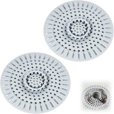 Set van 2 universele siliconen afvoerzeven, haarvanger voor douche en keuken, antislip en effectief filter voor haar en vuil