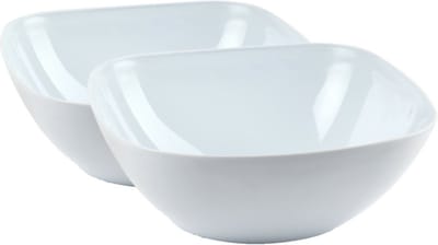 PlasticForte Serveerschaal/saladeschaal - 2x stuks - D28 x H11 cm - kunststof - wit - vierkant - 4800 ml