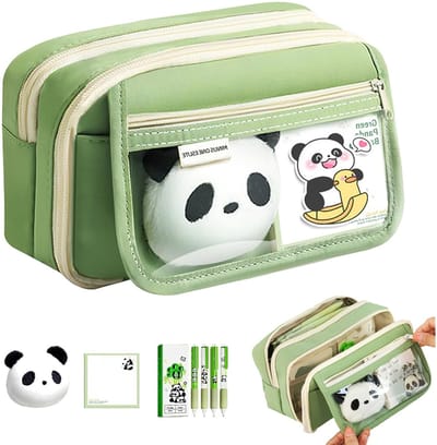 Dailygoods - Pennenetui, grote capaciteit, voor jongens, meisjes en tieners, pennenetui, schrijfwaren, organizer voor school en kantoor, schattige dierenpanda