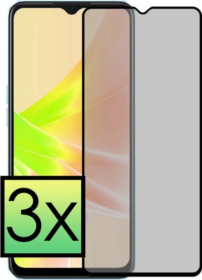 Screenprotector - 3 Stuks - Geschikt voor OPPO A17 - Privacy Filter - Beschermglas - Gehard Glas - Tempered Glass - Screen Protector - Anti Spy - Full Display Cover