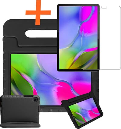 Hoesje - Geschikt voor Samsung Galaxy Tab A 10.1 (2019) - Met Screenprotector - Kinderhoes Shockproof Bumper - Kidsproof Case - Tablet Hoes - Kinder Hoes Cover - Zwart