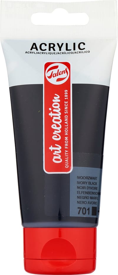 Acrylverf talens art creation 75ml 701 ivoorzwart | 3 stuks