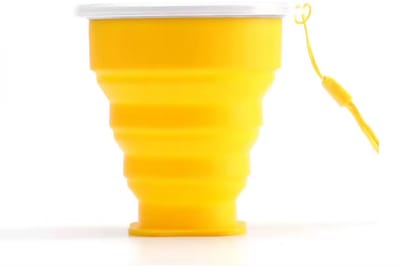 New Age Devi - Opvouwbare beker - Cup 200ML - Siliconen Cup - Camping-ser-vies - Geel - Duur-zaam - Milieu-bewust