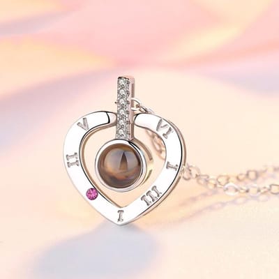 Magische ketting zilveren hartje OnlyU™ - 100 talen i love you - Vriendschapsketting - Relatie ketting - Ketting voor vriendin - 100 talen ik hou van jou - Liefdes ketting - Speciaal sieraad
