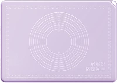 QTTVBTNA Siliconen bakmat met meetfuncties - Opstaande rand - Extra dik deegrolmat 50x70 cm - 5 mm dik - Paars - Anti-aanbak, voedselveilig - Kan worden opgehangen - Voor gebak, brood en koekjes