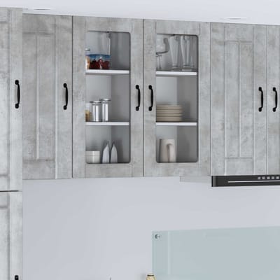 vidaXL - Wandglas - Kasten - LUCCA - Betongrijs - 40 - x - 31 - x - 80 - cm - Bewerkt - hout